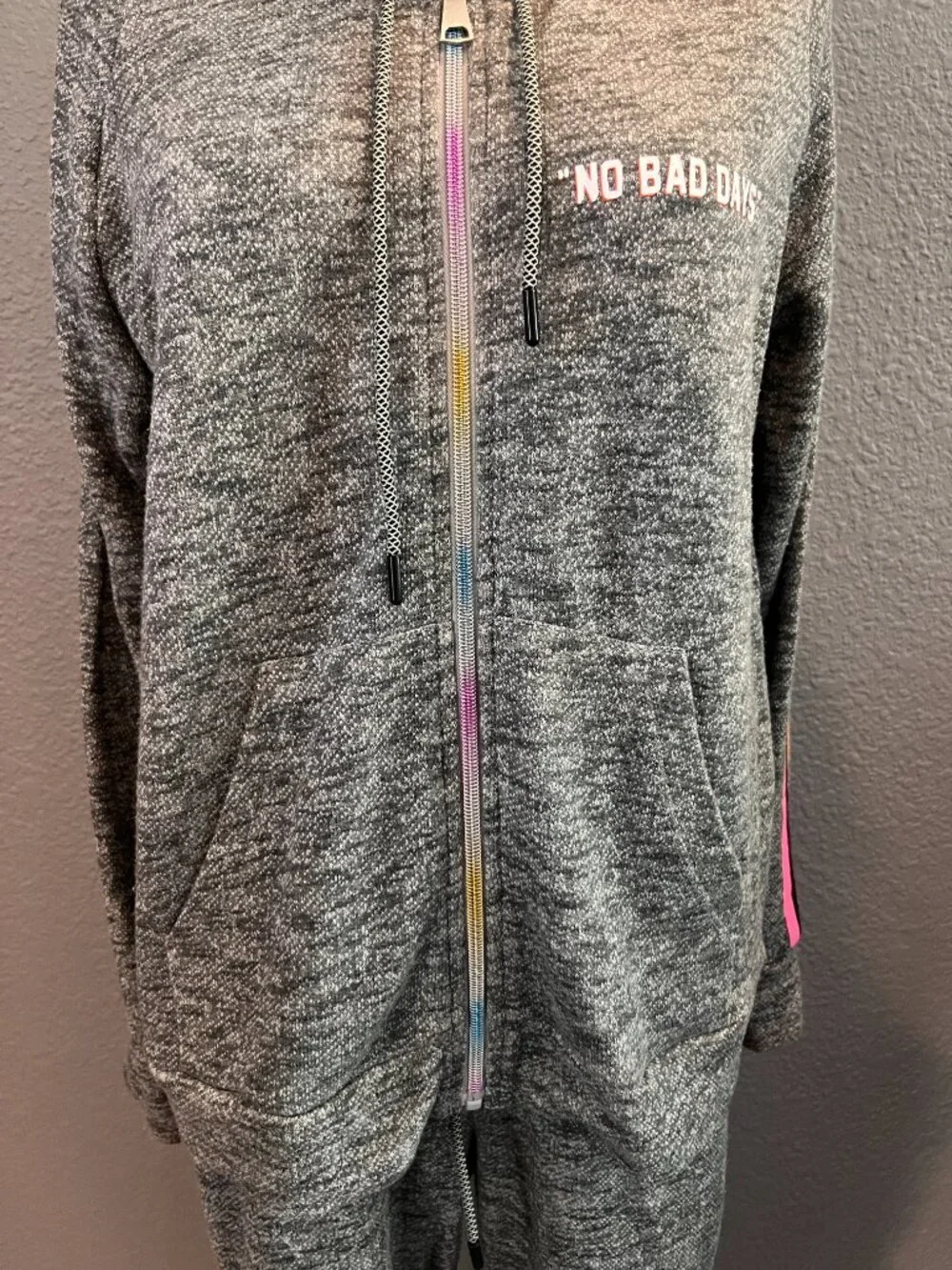 LE SUPERBE FRENCH TERRY GOOD DAYS TRACKSUIT NO BAD DAYS 2 PIECE PANTS & HOODIE M